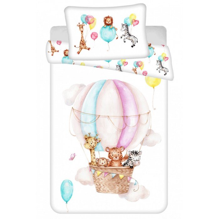 Animals Flying balloon, Állatos gyerek ágyneműhuzat 100×135cm, 40×60 cm