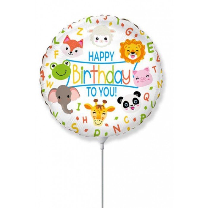 Happy Birthday Animals, Állatos fólia lufi 36 cm (WP)