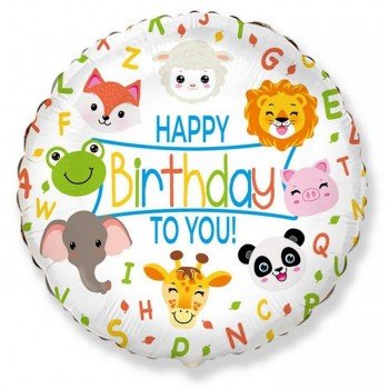 Happy Birthday Animals, Állatos fólia lufi 46 cm (WP) Happy Birthday Animals, Állatos fólia lufi 46 cm (WP)
