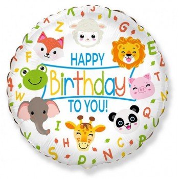 Happy Birthday Animals, Állatos fólia lufi 48 cm Happy Birthday Animals, Állatos fólia lufi 48 cm