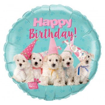 Happy Birthday Puppies, Állatos fólia lufi 46 cm Happy Birthday Puppies, Állatos fólia lufi 46 cm