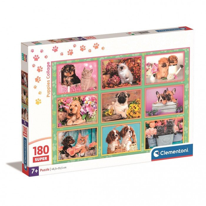 Állatos Puppies Collage 180 db-os puzzle Clementoni Állatos Puppies Collage 180 db-os puzzle Clementoni