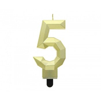 Diamond Gold Metallic, Arany számgyertya, tortagyertya 5-ös