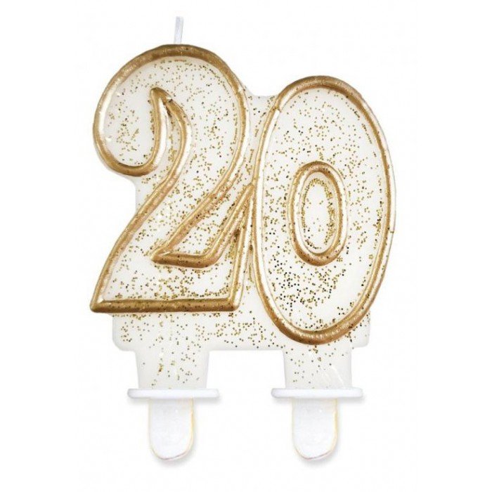 Gold, Arany csillámos tortagyertya, számgyertya 20-as Gold, Arany csillámos tortagyertya, számgyertya 20-as