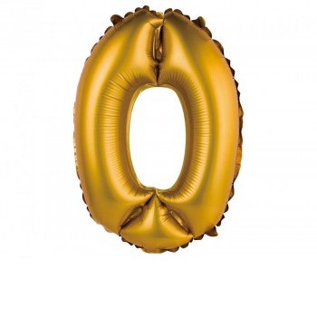 Gold Matt, Arany 0-ás mini szám fólia lufi 35 cm