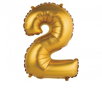 Gold Matt, Arany 2-es mini szám fólia lufi 35 cm