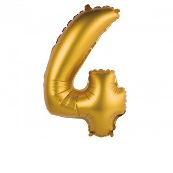 Gold Matt, Arany 4-es mini szám fólia lufi 35 cm