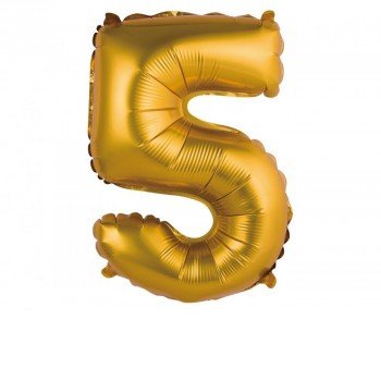 Gold Matt, Arany 5-ös mini szám fólia lufi 35 cm
