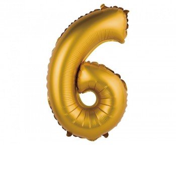 Gold Matt, Arany 6-os mini szám fólia lufi 35 cm