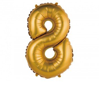 Gold Matt, Arany 8-as mini szám fólia lufi 35 cm