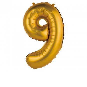 Gold Matt, Arany 9-es mini szám fólia lufi 35 cm