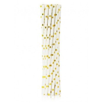 Gold Stars, Arany papír szívószál 12 db-os Gold Stars, Arany papír szívószál 12 db-os