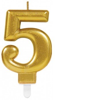 Gold, Arany számgyertya 5-ös tortagyertya