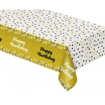 Happy Birthday Gold, Arany fólia asztalterítő 137x183 cm Happy Birthday Gold, Arany fólia asztalterítő 137x183 cm