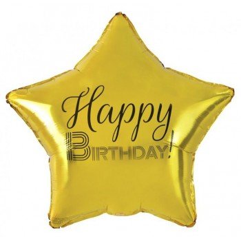 Happy Birthday Gold, Arany csillag fólia lufi 44 cm Happy Birthday Gold, Arany csillag fólia lufi 44 cm