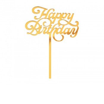 Happy Birthday Gold, Arany torta dekoráció 15 cm Happy Birthday Gold, Arany torta dekoráció 15 cm