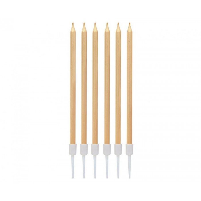 Arany Metallic Light Gold tortagyertya, gyertya szett 6 db-os Arany Metallic Light Gold tortagyertya, gyertya szett 6 db-os