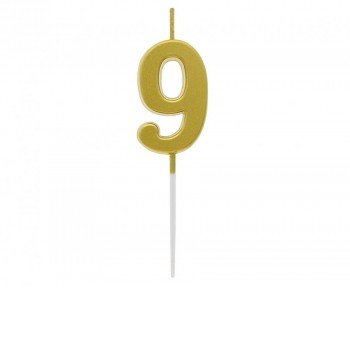 Gold Metallic, Arany számgyertya, tortagyertya 9-es