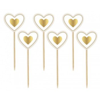 Gold Heart, Arany szív díszítő pálca 6 db-os Gold Heart, Arany szív díszítő pálca 6 db-os