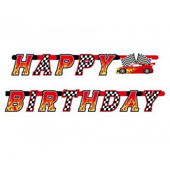 Autóverseny Race Happy Birthday papír felirat 220 cm Autóverseny Race Happy Birthday papír felirat 220 cm