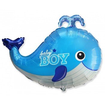 Baby Boy Whale, Bálna fólia lufi 61 cm Baby Boy Whale, Bálna fólia lufi 61 cm