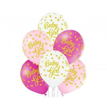 Baby Girl Dots léggömb, lufi 6 db-os 12 inch (30cm) Baby Girl Dots léggömb, lufi 6 db-os 12 inch (30cm)