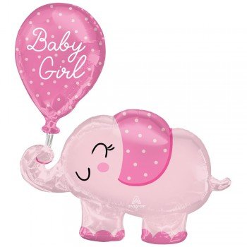 Baby Girl elefánt fólia lufi 78 cm Baby Girl elefánt fólia lufi 78 cm