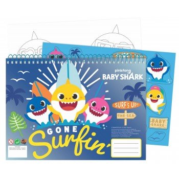 Baby Shark A/4 spirál vázlatfüzet 40 lapos matricával Baby Shark A/4 spirál vázlatfüzet 40 lapos matricával