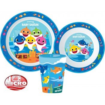 Baby Shark étkészlet, micro műanyag szett, pohárral 260 ml Baby Shark étkészlet, micro műanyag szett, pohárral 260 ml