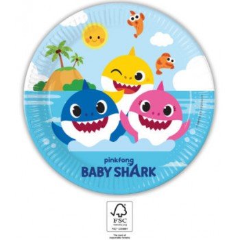 Baby Shark papírtányér 8 db-os 23 cm FSC Baby Shark papírtányér 8 db-os 23 cm FSC