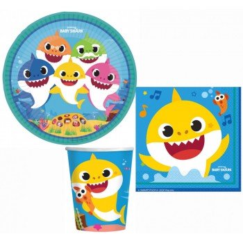 Baby Shark party szett 32 db-os 23 cm-es tányérral