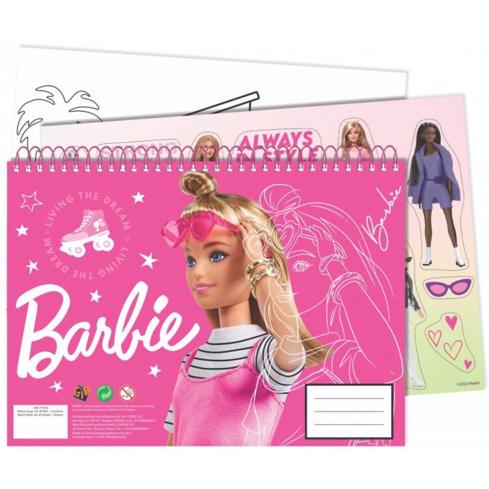 Barbie A/4 spirál vázlatfüzet 40 lapos matricával