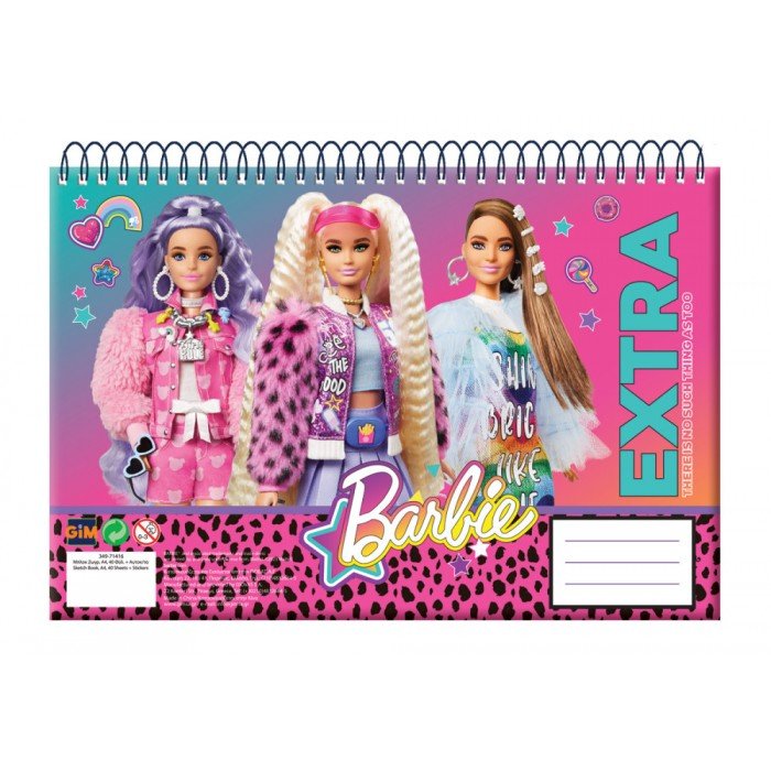 Barbie Extra A/4 spirál vázlatfüzet, 30 lapos