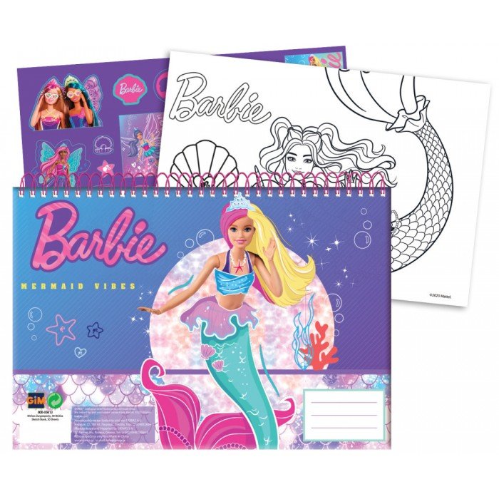 Barbie Mermaid A/4 spirál vázlatfüzet 40 lapos matricával