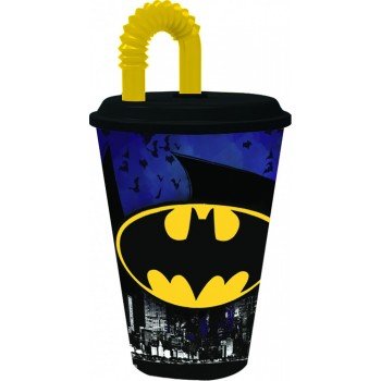 Batman szívószálas pohár, műanyag 430 ml Batman szívószálas pohár, műanyag 430 ml