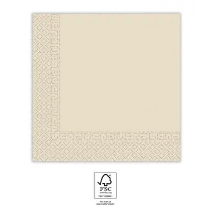 Unicolour Beige, Bézs szalvéta 20 db-os 33x33 cm FSC