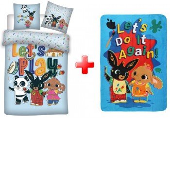 Bing gyerek Let's Play ágyneműhuzat és polár takaró szett