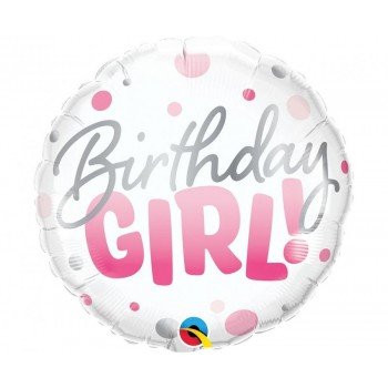 Birthday Girl Pink Dots fólia lufi 46 cm Birthday Girl Pink Dots fólia lufi 46 cm