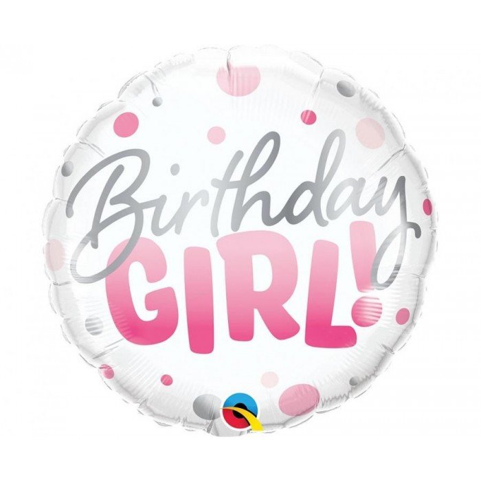 Birthday Girl Pink Dots fólia lufi 46 cm