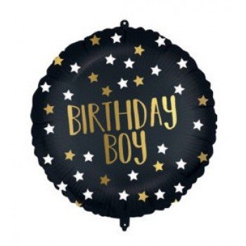 Black-Gold Birthday Boy fólia lufi 46 cm Black-Gold Birthday Boy fólia lufi 46 cm