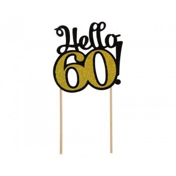 Black-Gold Hello 60 torta dekoráció 19 cm Black-Gold Hello 60 torta dekoráció 19 cm