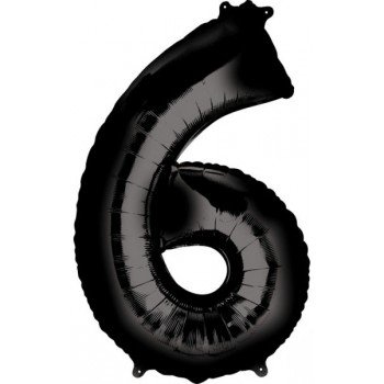 Black óriás szám fólia lufi 6-os, 86*55 cm Black óriás szám fólia lufi 6-os, 86*55 cm