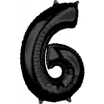 Szám Fólia lufi 6-os, Black 66*43 cm Szám Fólia lufi 6-os, Black 66*43 cm