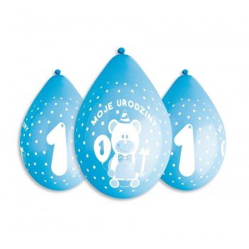 Blue 1st Birthday függő léggömb, lufi 5 db-os 12 inch (30 cm) Blue 1st Birthday függő léggömb, lufi 5 db-os 12 inch (30 cm)