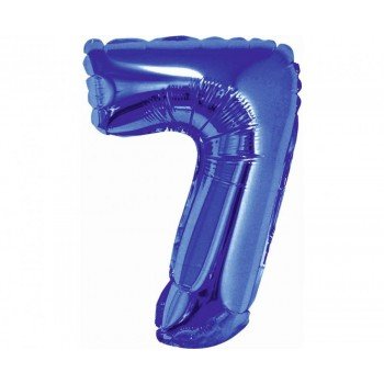 Blue, Kék 7-es mini szám fólia lufi 35 cm Blue, Kék 7-es mini szám fólia lufi 35 cm