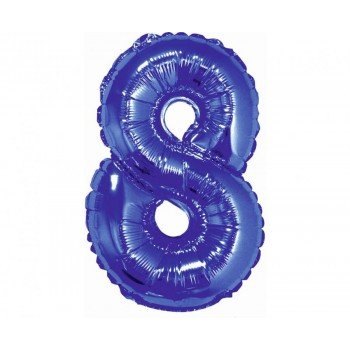 Blue, Kék 8-as mini szám fólia lufi 35 cm Blue, Kék 8-as mini szám fólia lufi 35 cm