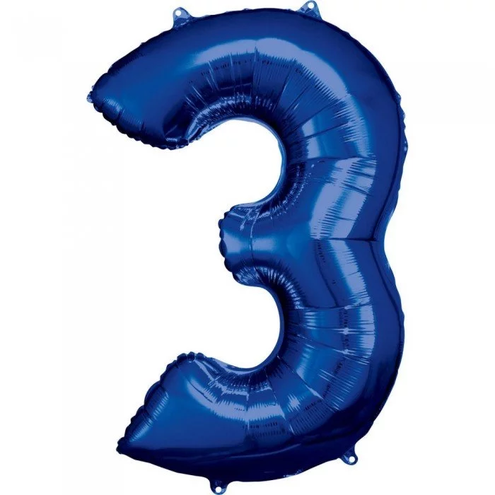 Blue óriás szám fólia lufi 3-as, 88*53 cm Blue óriás szám fólia lufi 3-as, 88*53 cm