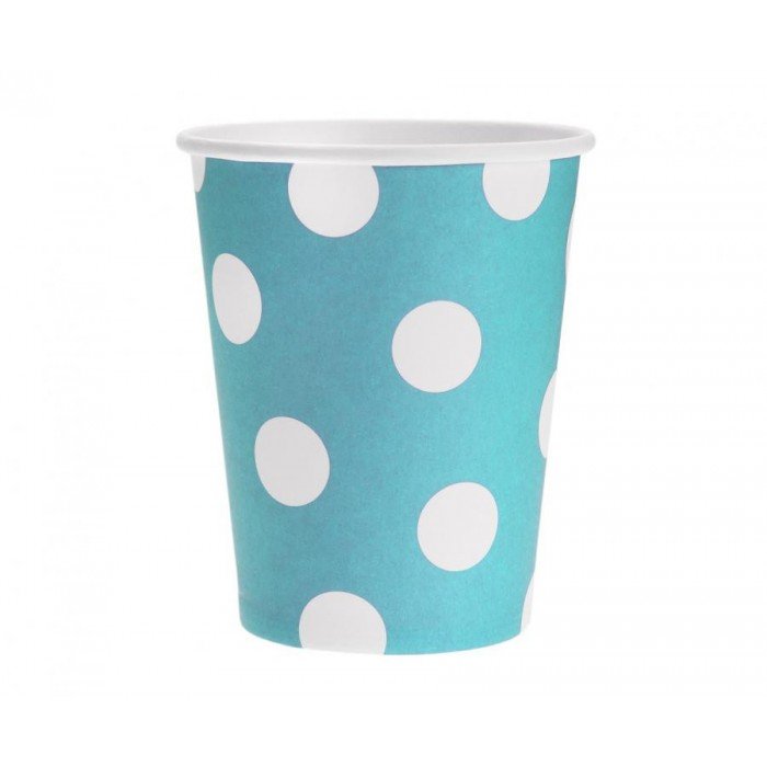 Blue Polka Dots, Kék papír pohár 6 db-os 270 ml