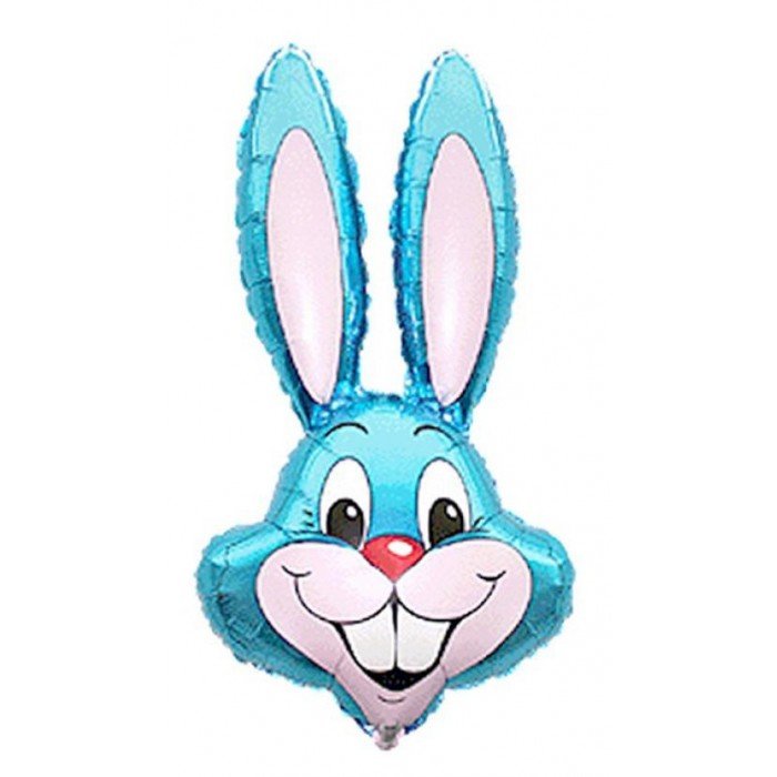 Blue Rabbit, Kék Nyuszifej fólia lufi 36 cm (WP)