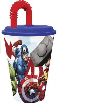 Bosszúállók szívószálas pohár, műanyag 430 ml